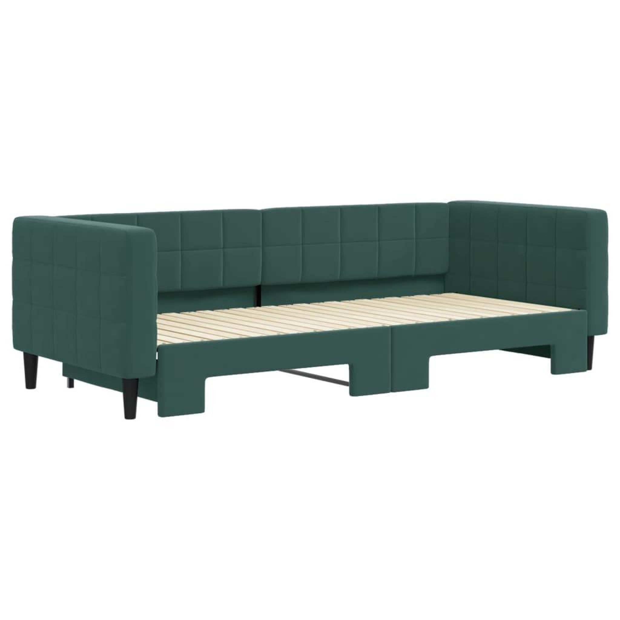 Voir la diapositive 3 : VIDAXL Lit de jour avec gigogne sans matelas vert fonce 90x200 cm