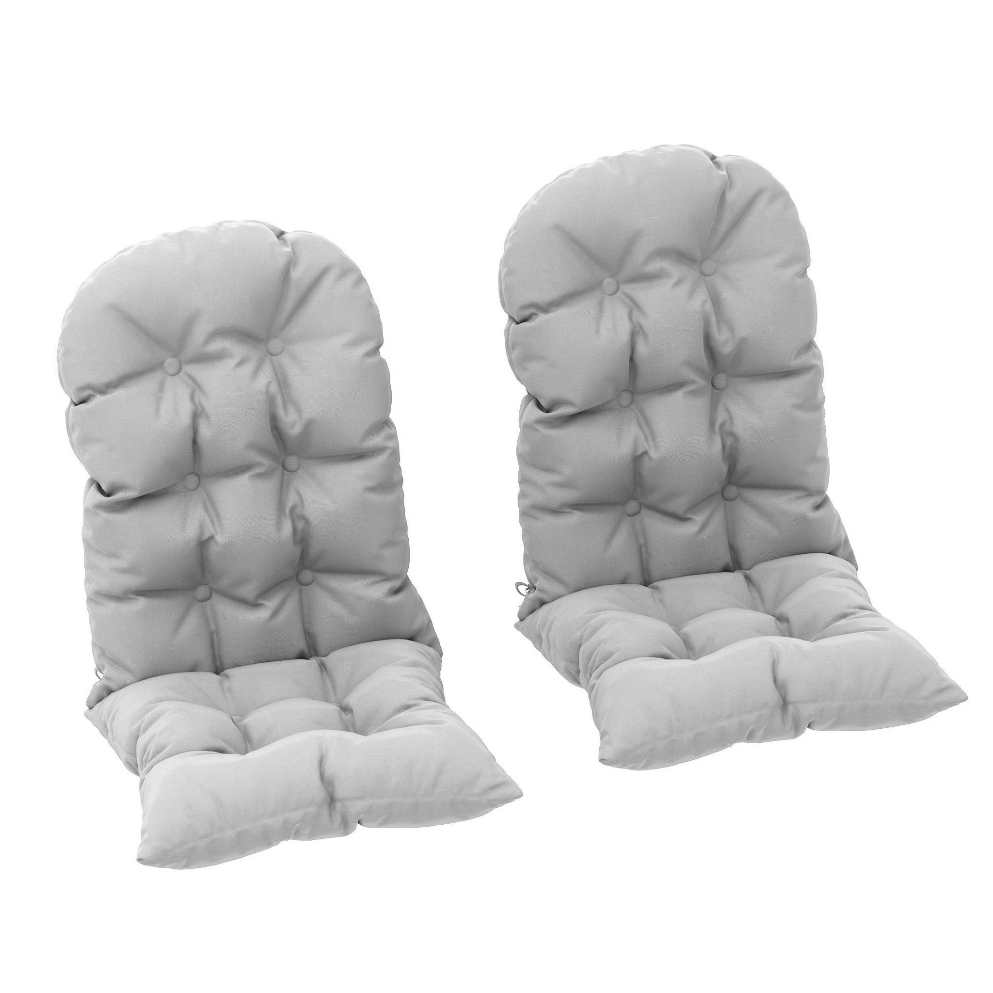 OUTSUNNY Lot de 2 coussins chaises fauteuils de jardin style Chesterfield tissu gris clair