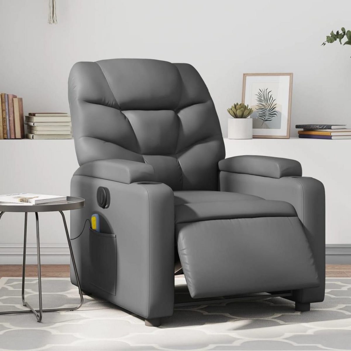 VIDAXL Fauteuil de massage inclinable electrique gris similicuir