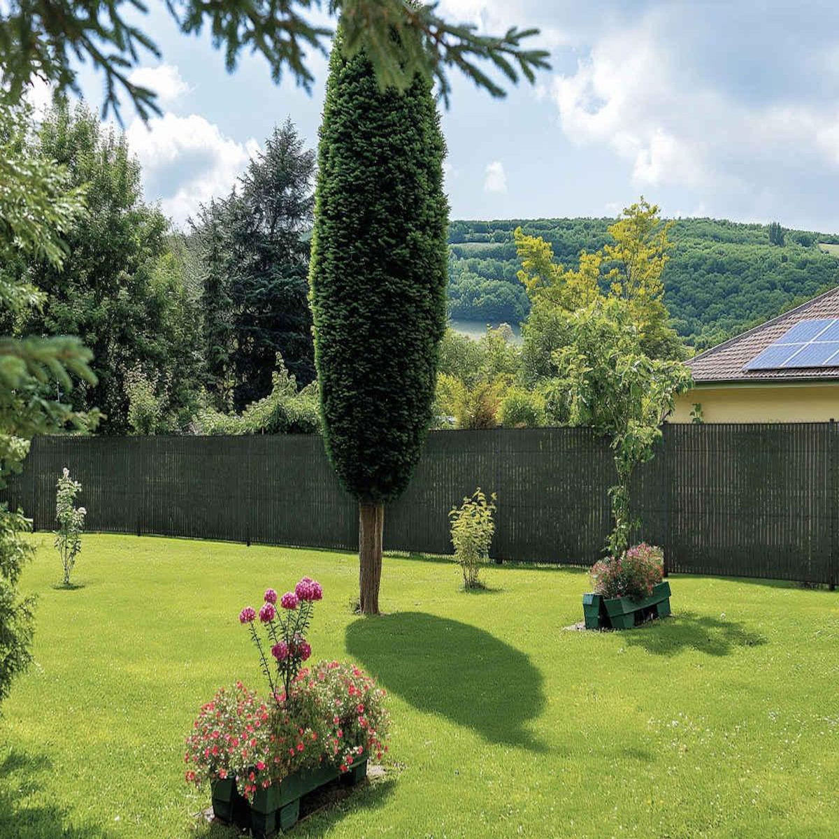 Jardiline Lanière occultante Ecovizio à tresser 48 mm ardoise - 100% recyclée pour panneau grillagé soudé + 100 clips - Jardiline