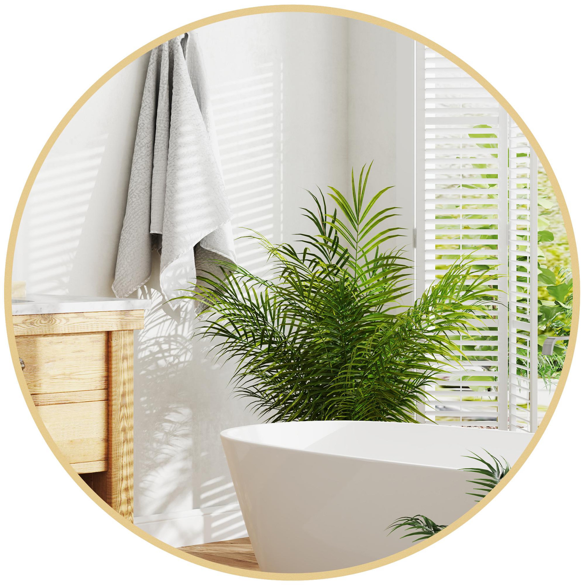 HOMCOM Miroir mural rond dia. 70 cm cadre métal doré