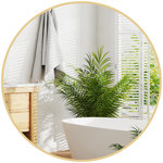 HOMCOM Miroir mural rond dia. 70 cm cadre métal doré