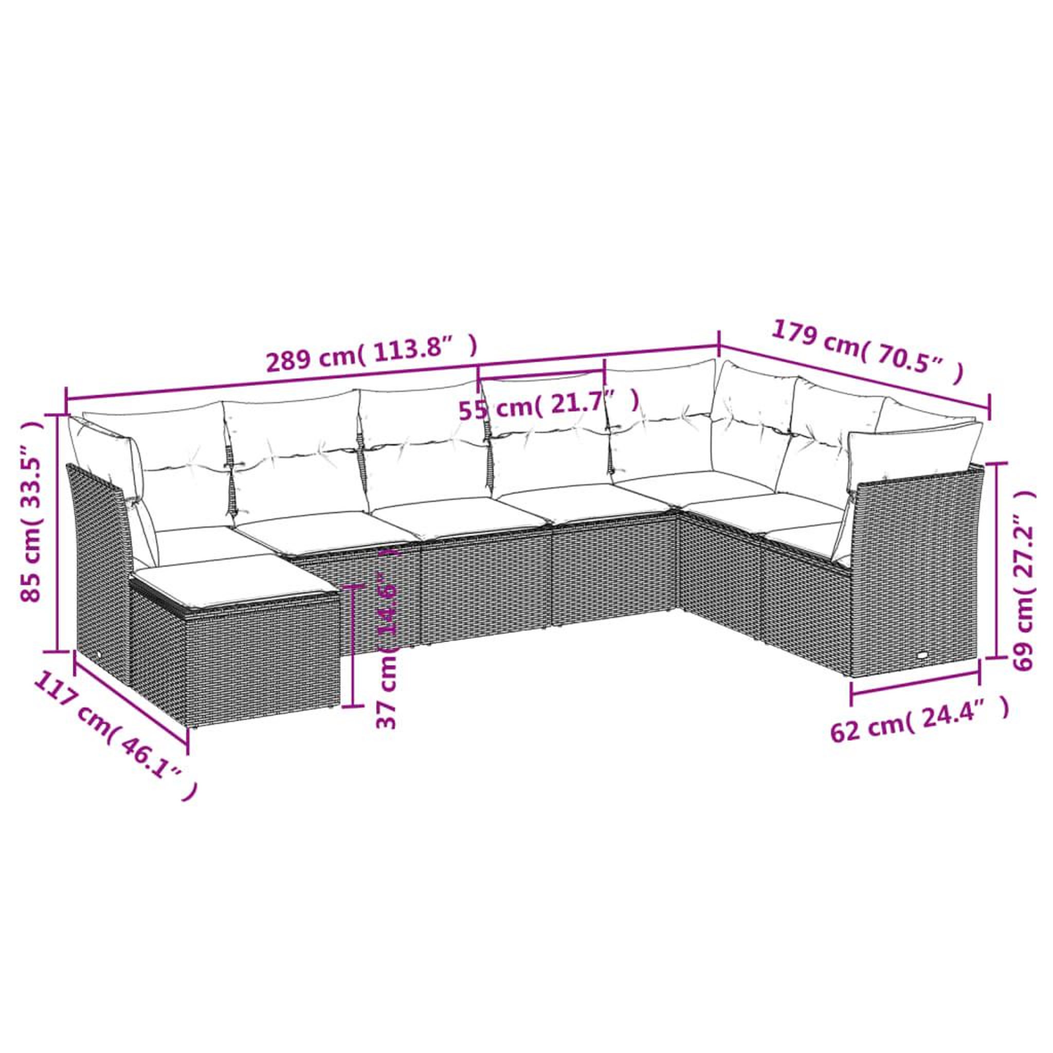 Voir la diapositive 4 : VIDAXL Salon de jardin avec coussins 8 pcs beige resine tressee