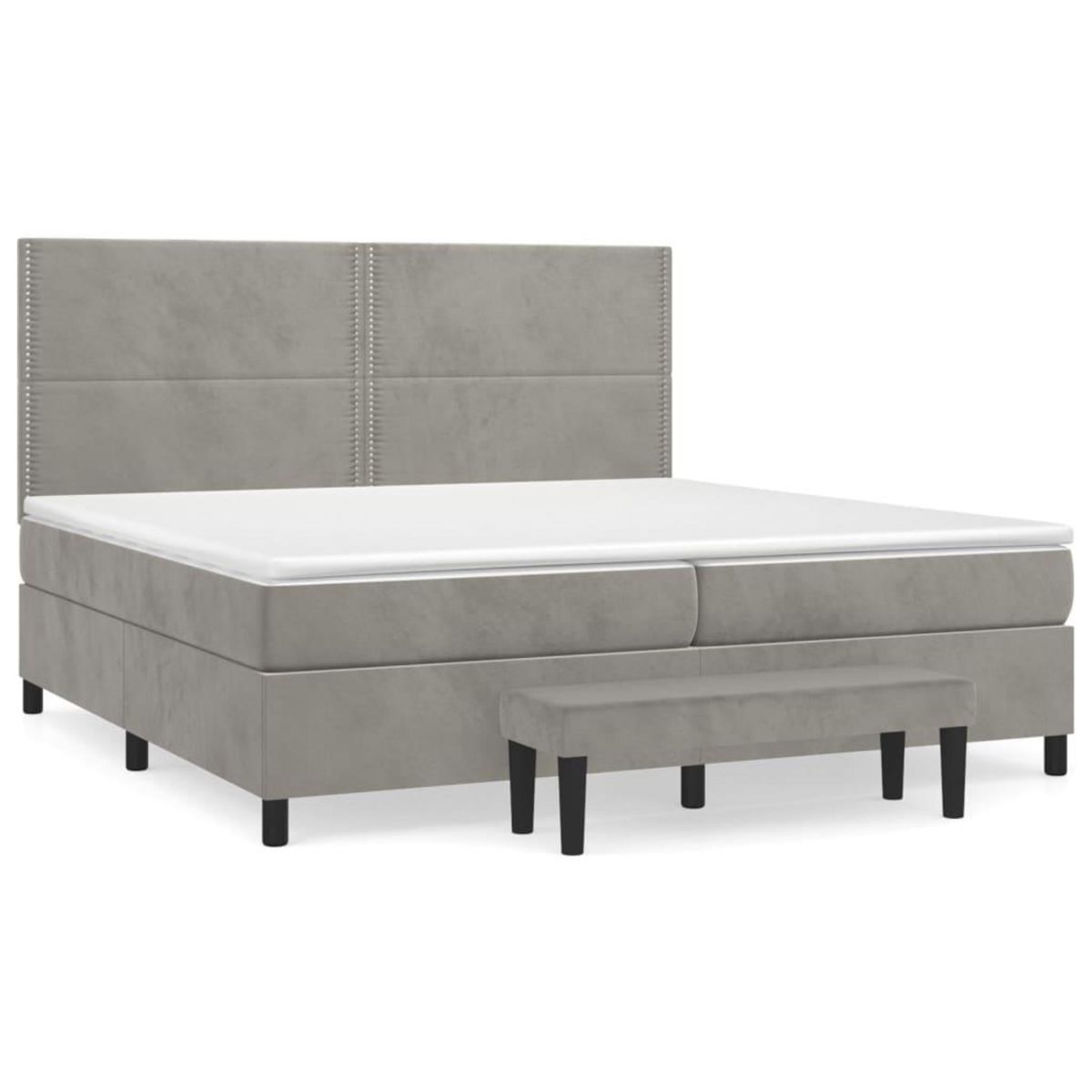 VIDAXL Sommier a lattes de lit et matelas Gris clair 200x200cm Velours