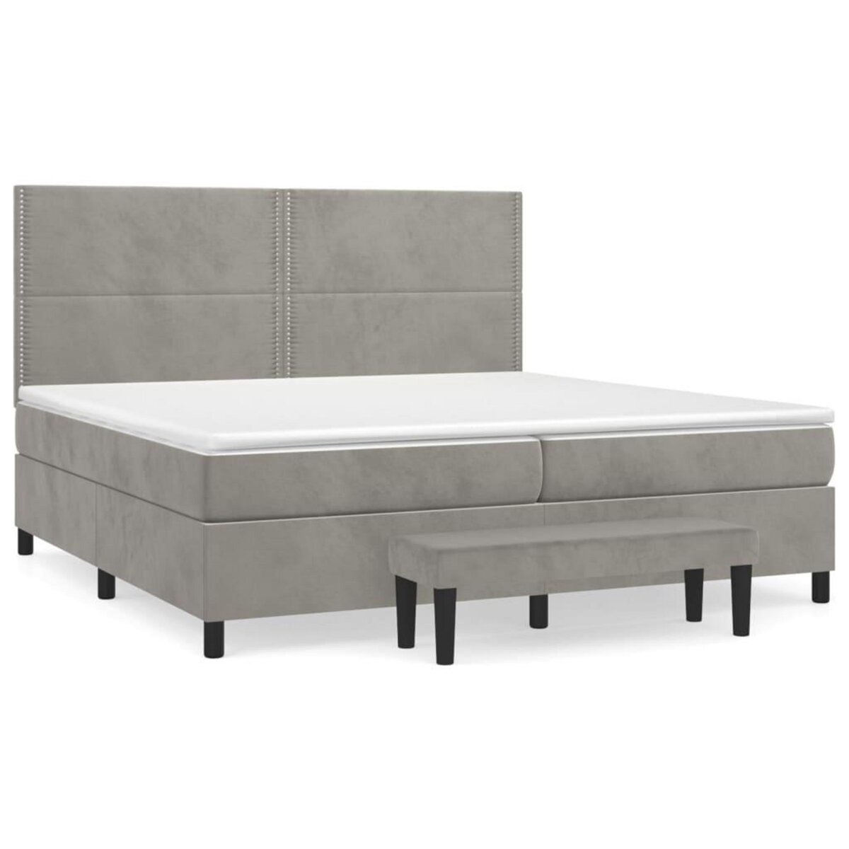 VIDAXL Sommier a lattes de lit et matelas Gris clair 200x200cm Velours