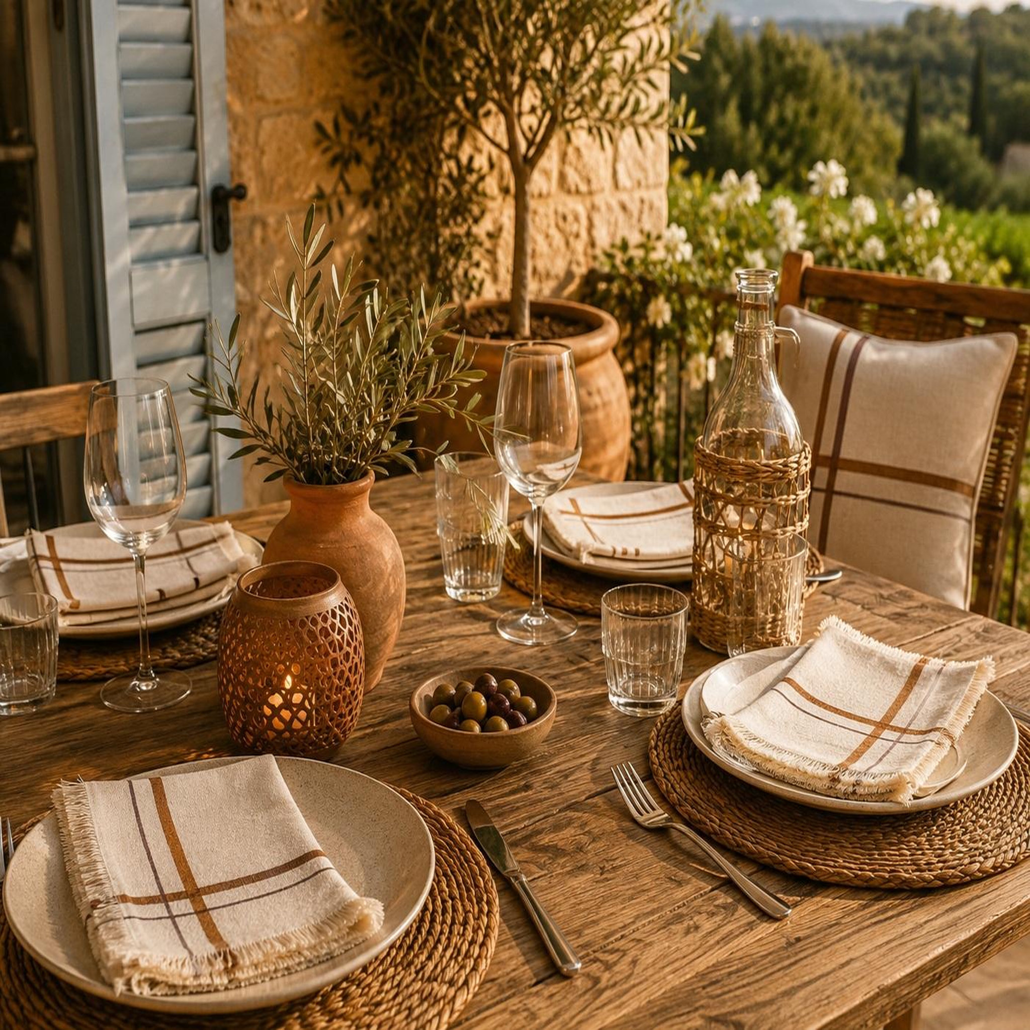 Voir la diapositive 2 : Eden 2 serviettes de table rayees en coton mahas