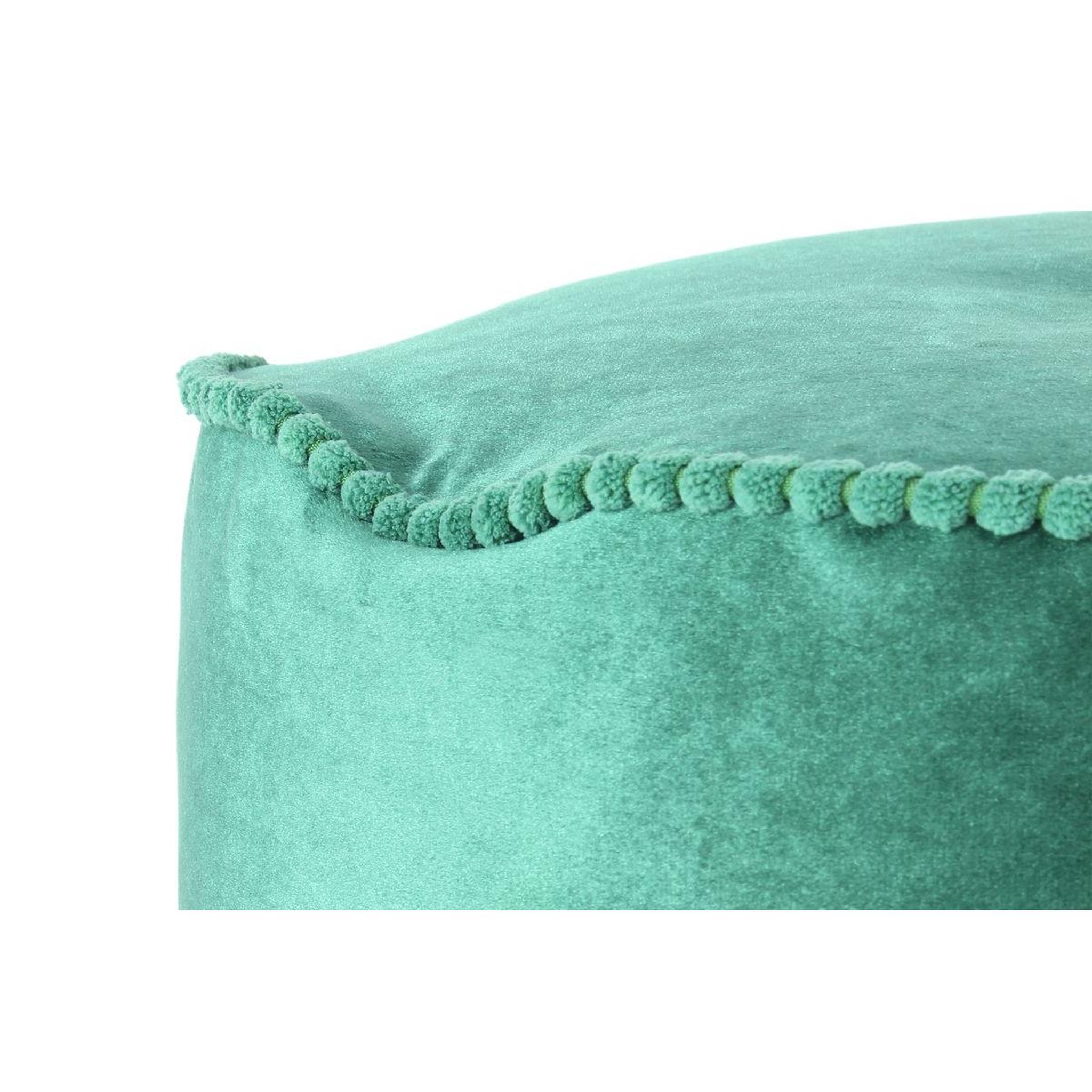 Voir la diapositive 2 : Paris Prix Pouf déco à pompons  taj mahal  45cm vert