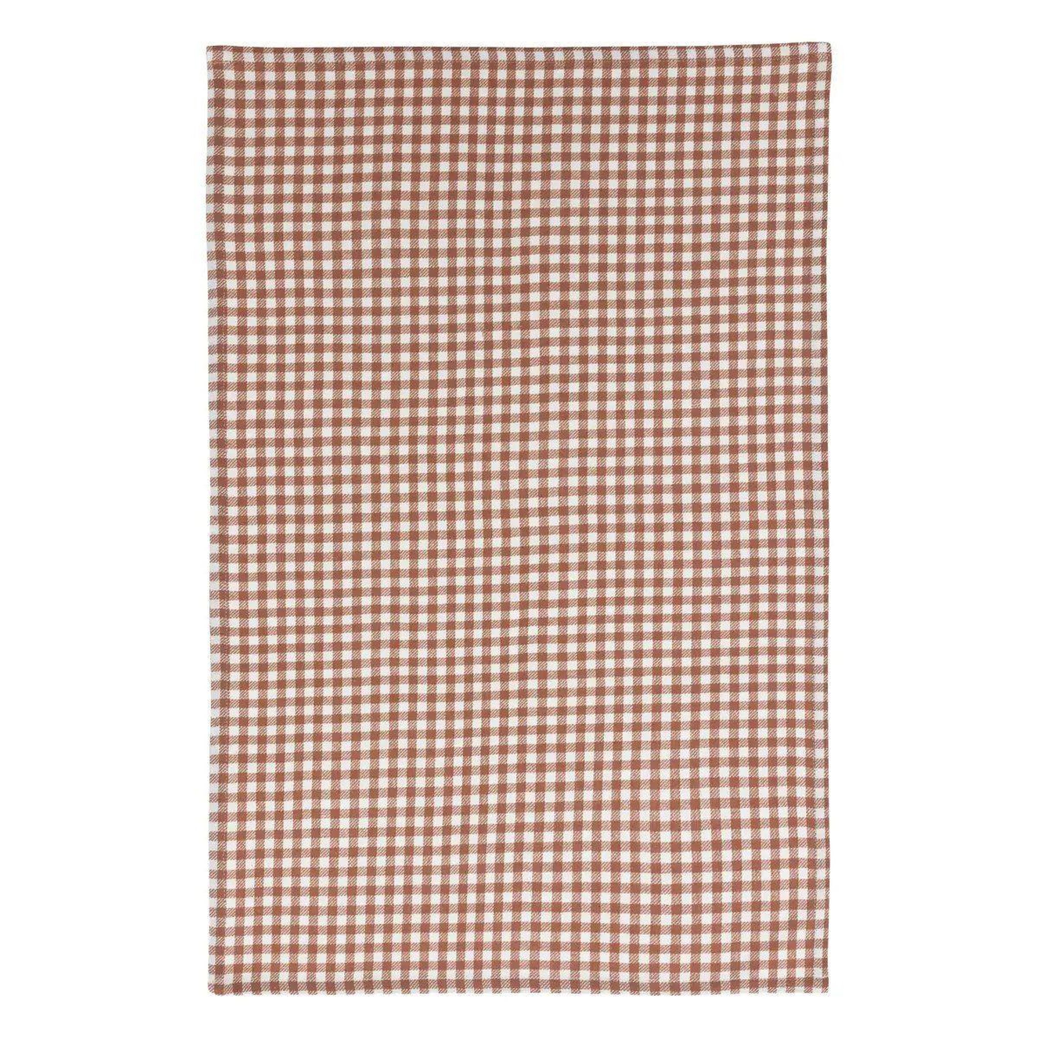 Voir la diapositive 2 : ATMOSPHERA Lot de 3 torchons vichy  floral  45x70cm marron & ivoire