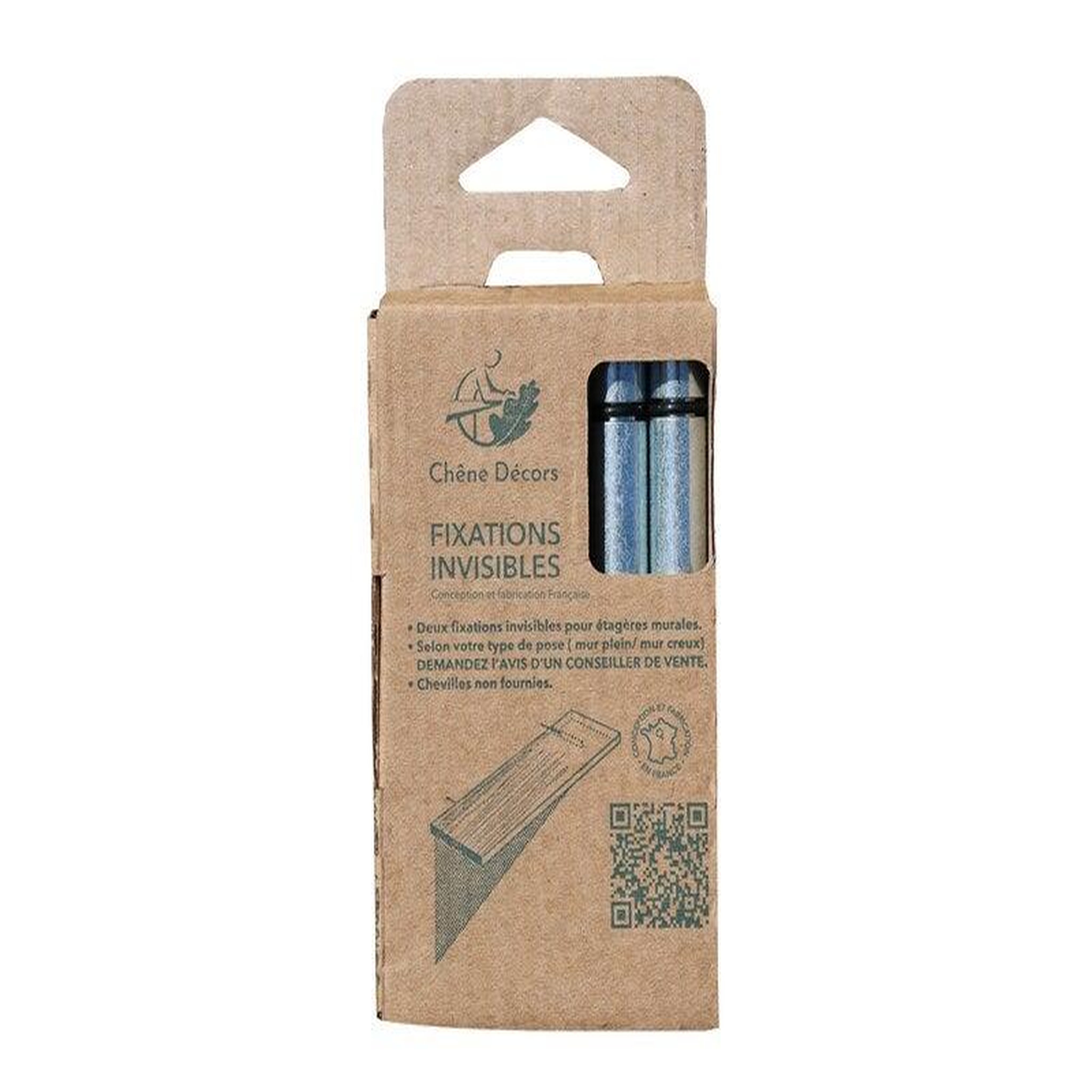 CENTRALE BRICO Lot de 2 fixations invisibles acier h.12 x p.23.5 cm