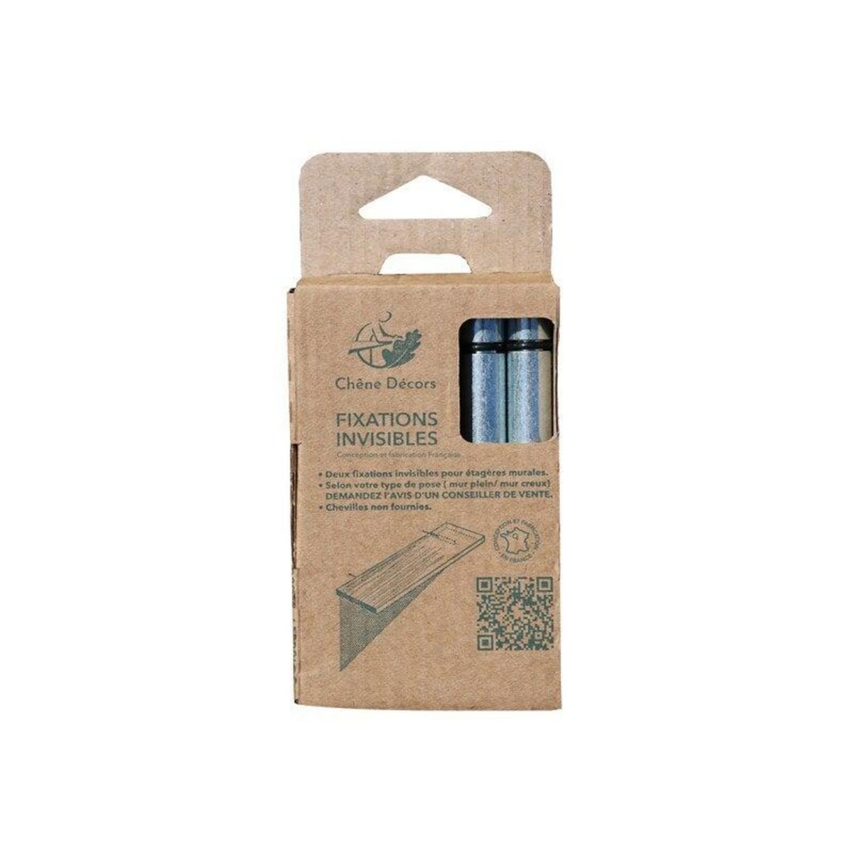 CENTRALE BRICO Lot de 2 fixations invisibles acier h.12 x p.23.5 cm