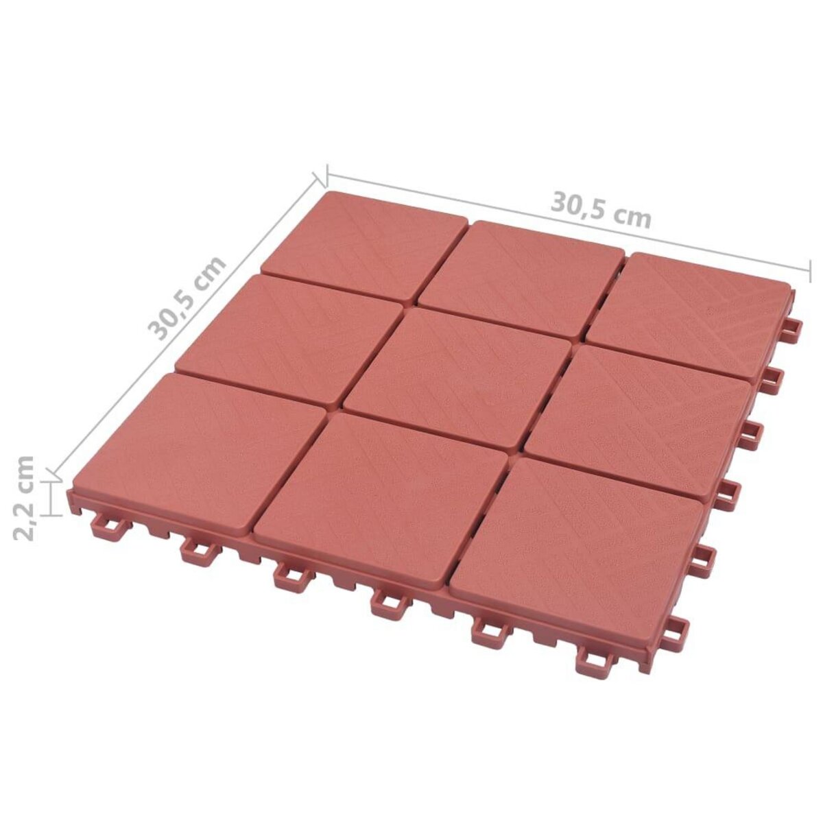 VIDAXL Carreaux de terrasse 10 pcs Rouge 30,5x30,5 cm Plastique