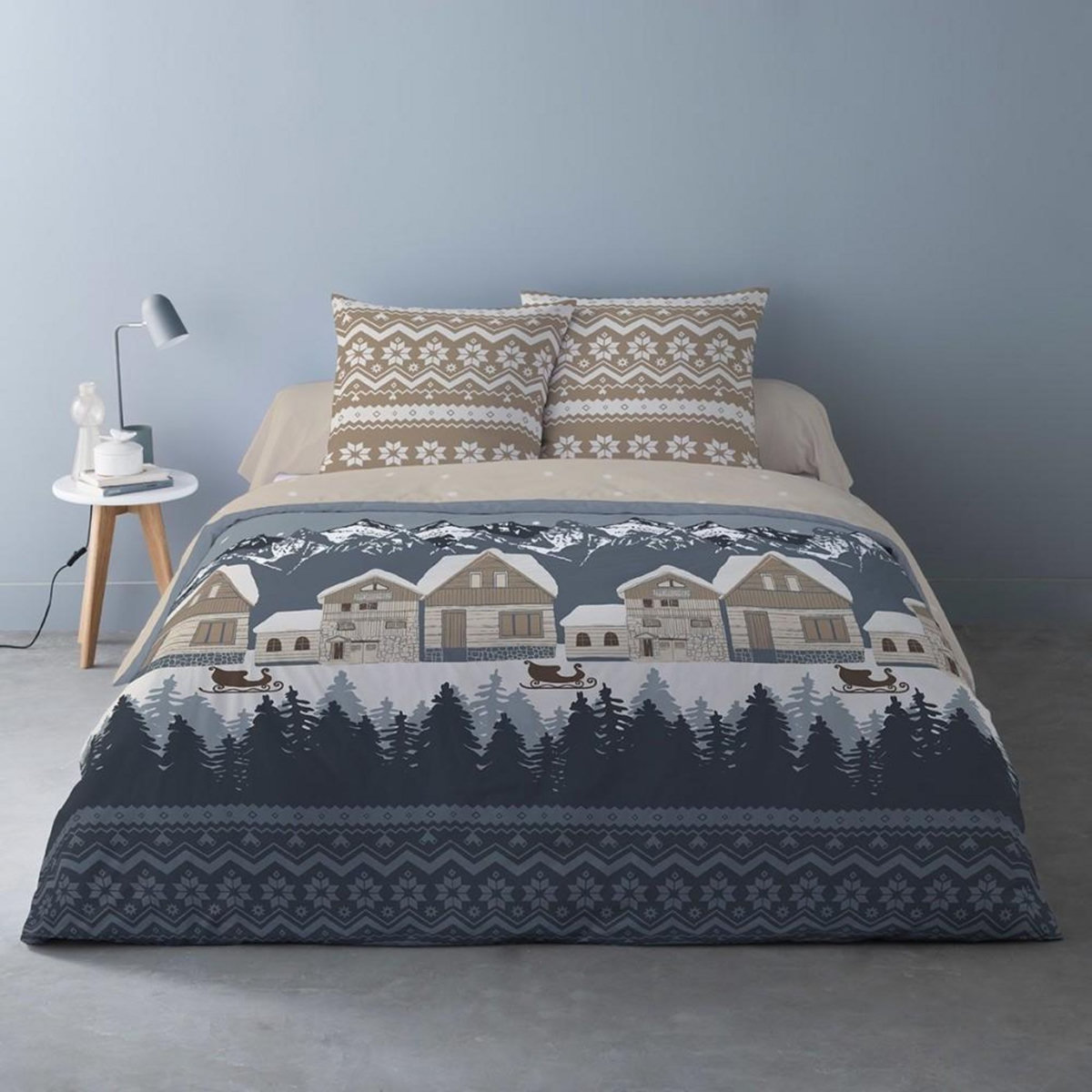 Dourev Housse de couette 240x220 + 2 taies flanelle 100% coton