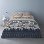 Dourev Housse de couette 240x220 + 2 taies flanelle 100% coton