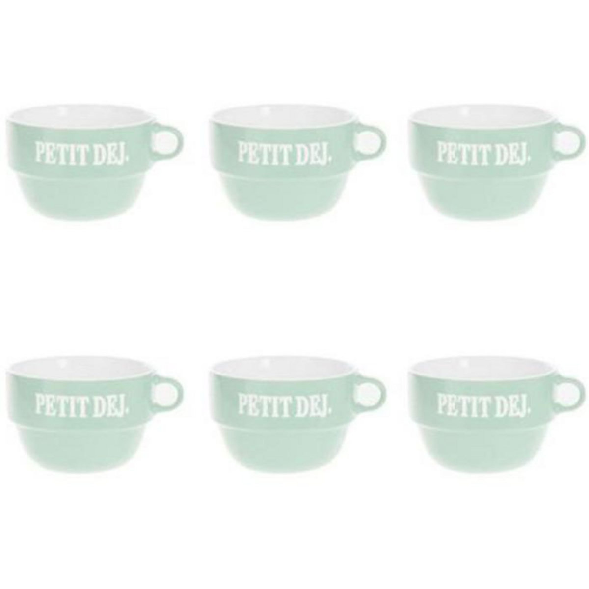 SECRET DE GOURMET Lot de 6 Tasses en Faïence  Coloroma  62cl Menthe