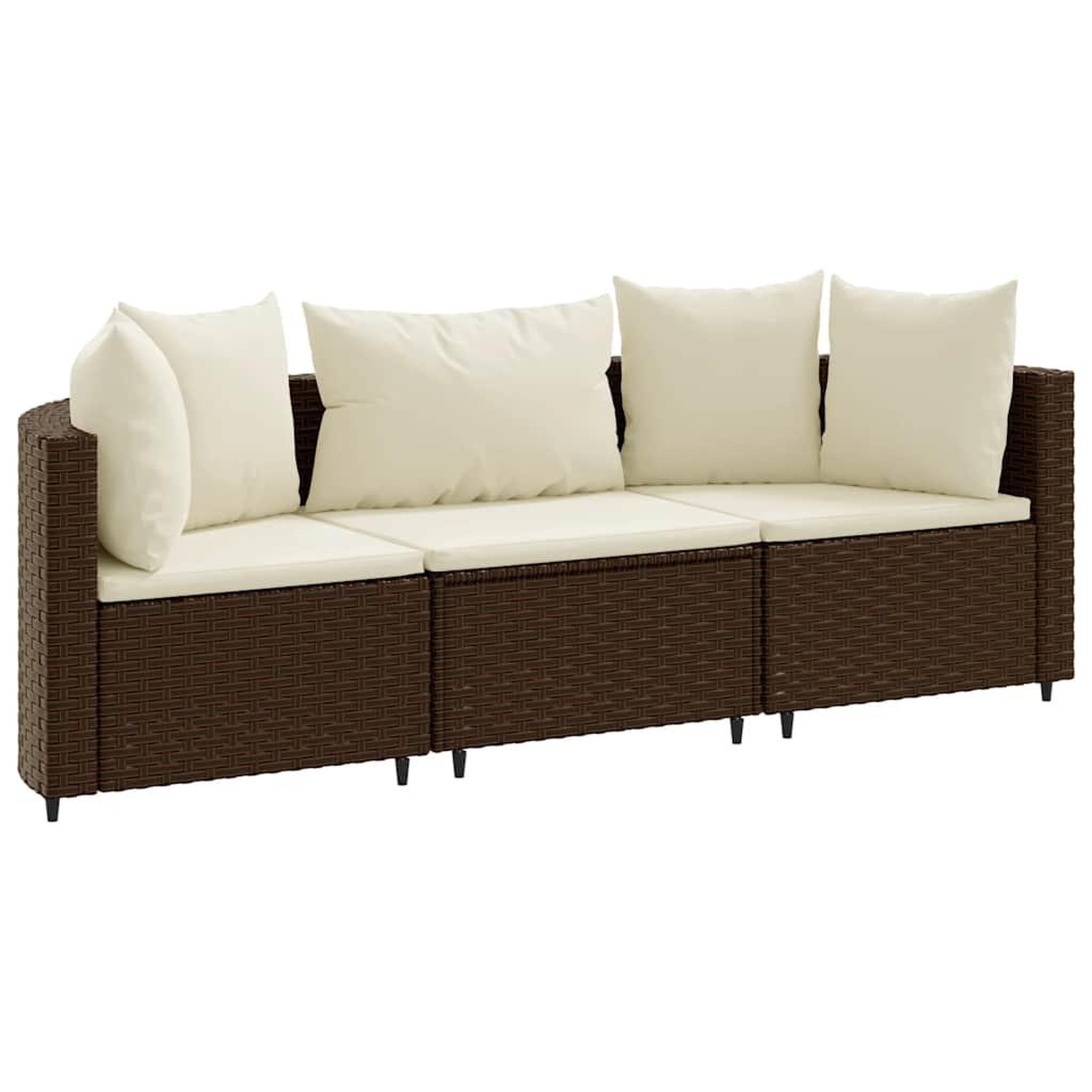Voir la diapositive 2 : VIDAXL Salon de jardin avec coussins 3 pcs marron resine tressee