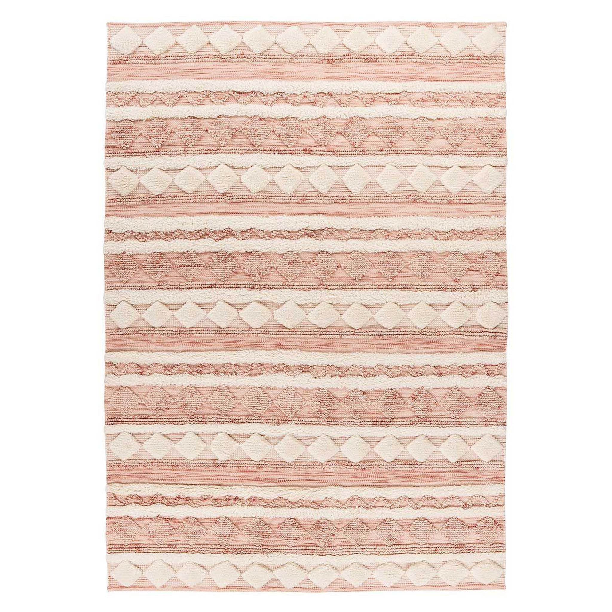 Paris Prix Tapis bohème fait à la main  bohist ii  rose & crème. Coloris disponibles : Rose