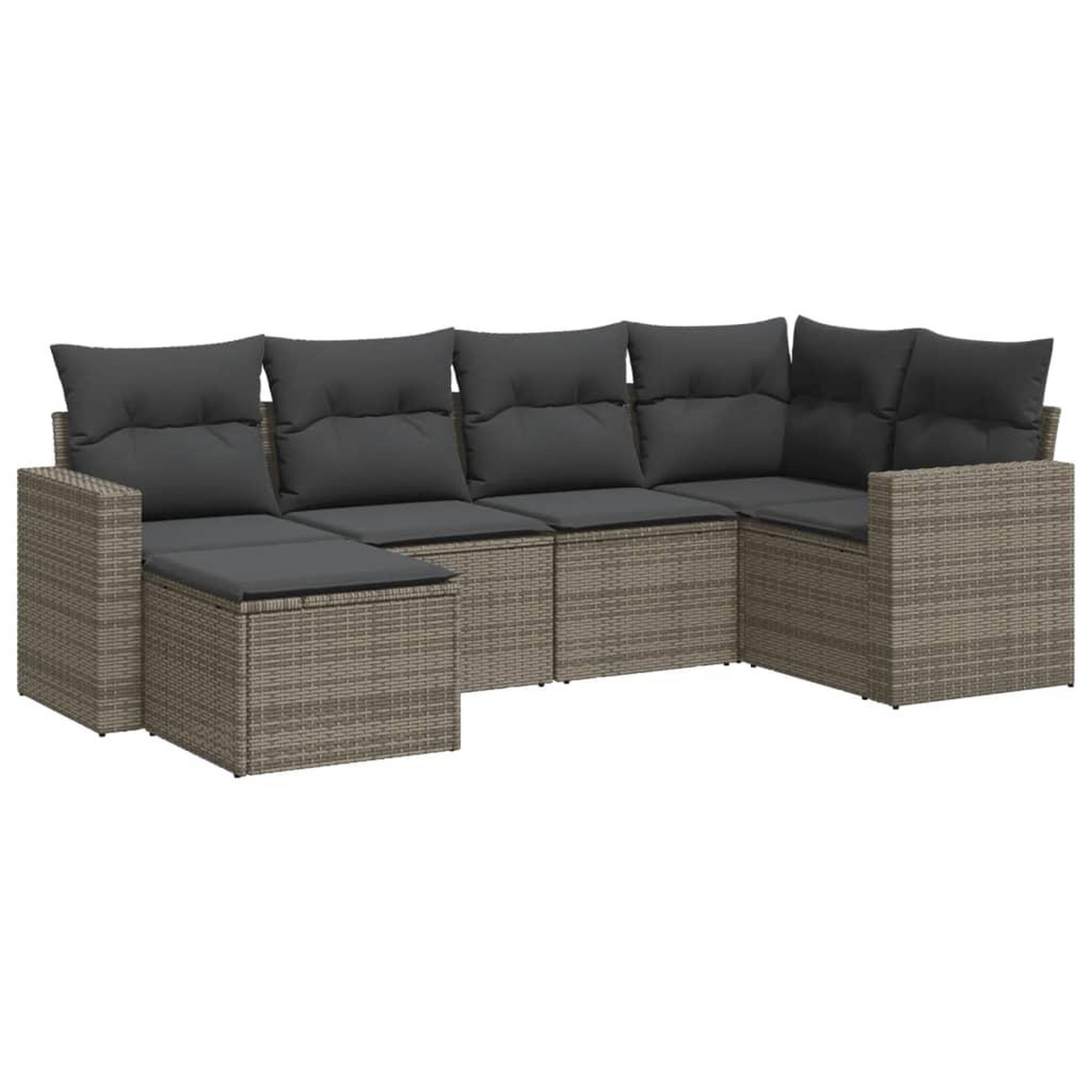 Voir la diapositive 2 : VIDAXL Salon de jardin 6 pcs avec coussins gris resine tressee