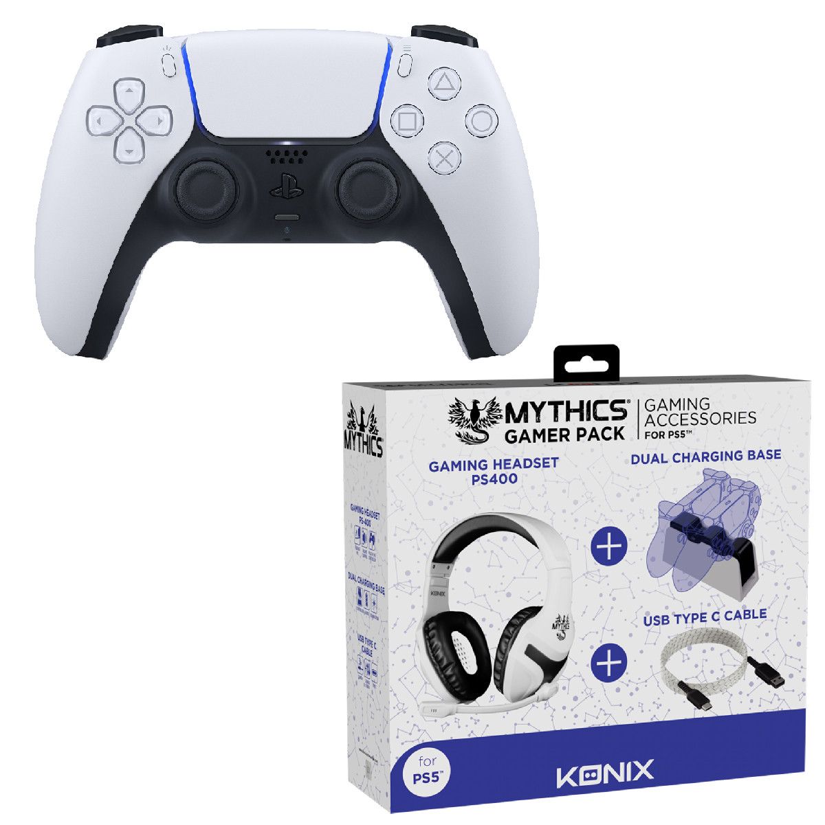 Manette sans fil DualSense PS5 + Pack de démarrage accessoires PS5