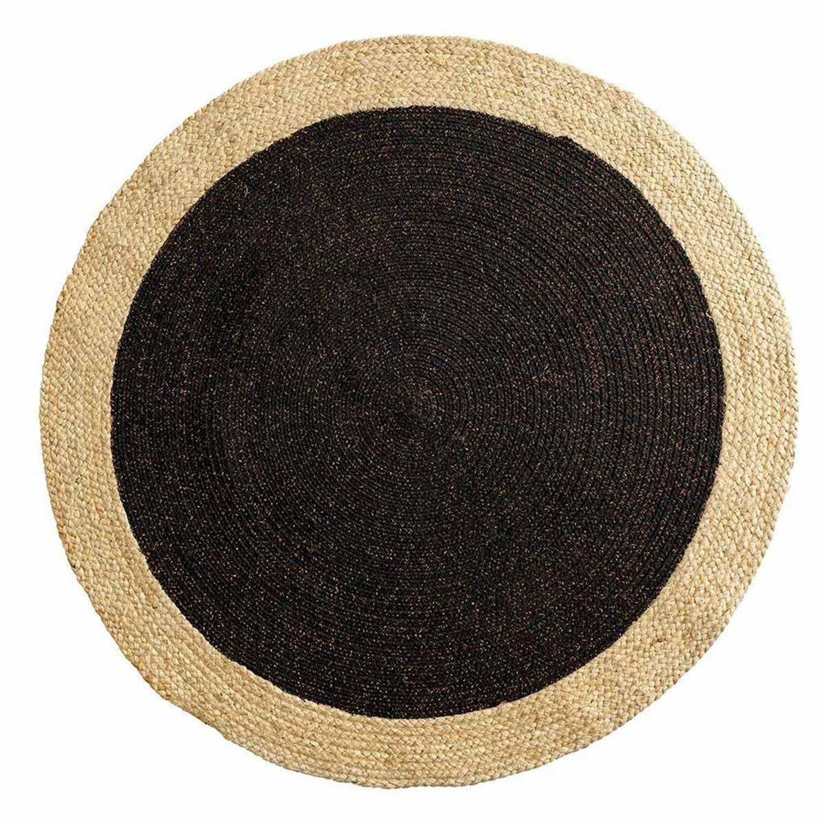 Paris Prix Tapis Déco Rond en Jute  Mario  120cm Noir & Or