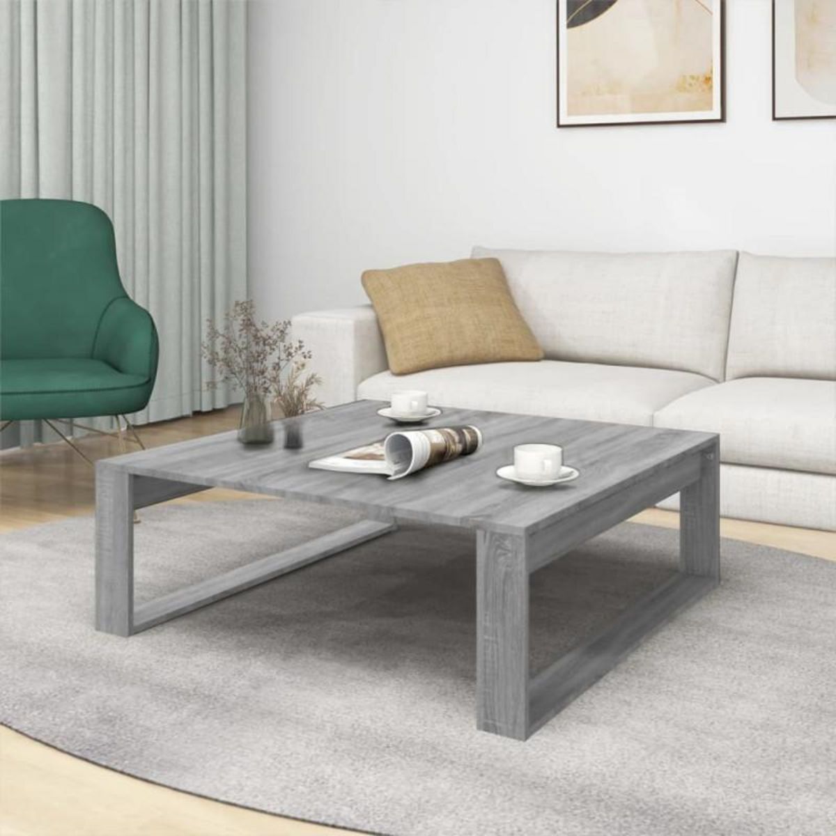 VIDAXL Table basse Sonoma gris 100x100x35 cm Bois d ingénierie