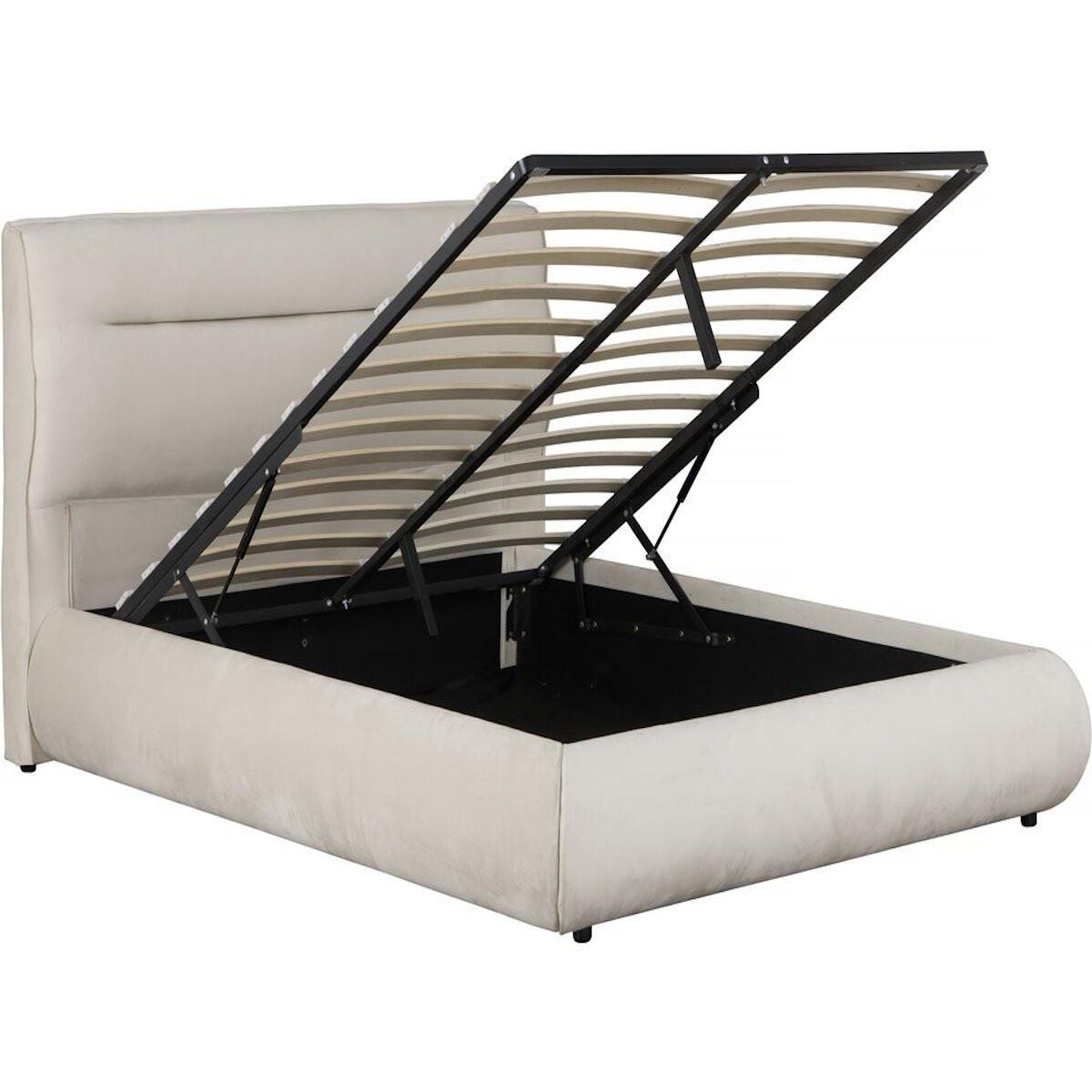 Habitat et Jardin Lit double avec coffre en velours  Chamonix  - 140 x 190 cm - Beige