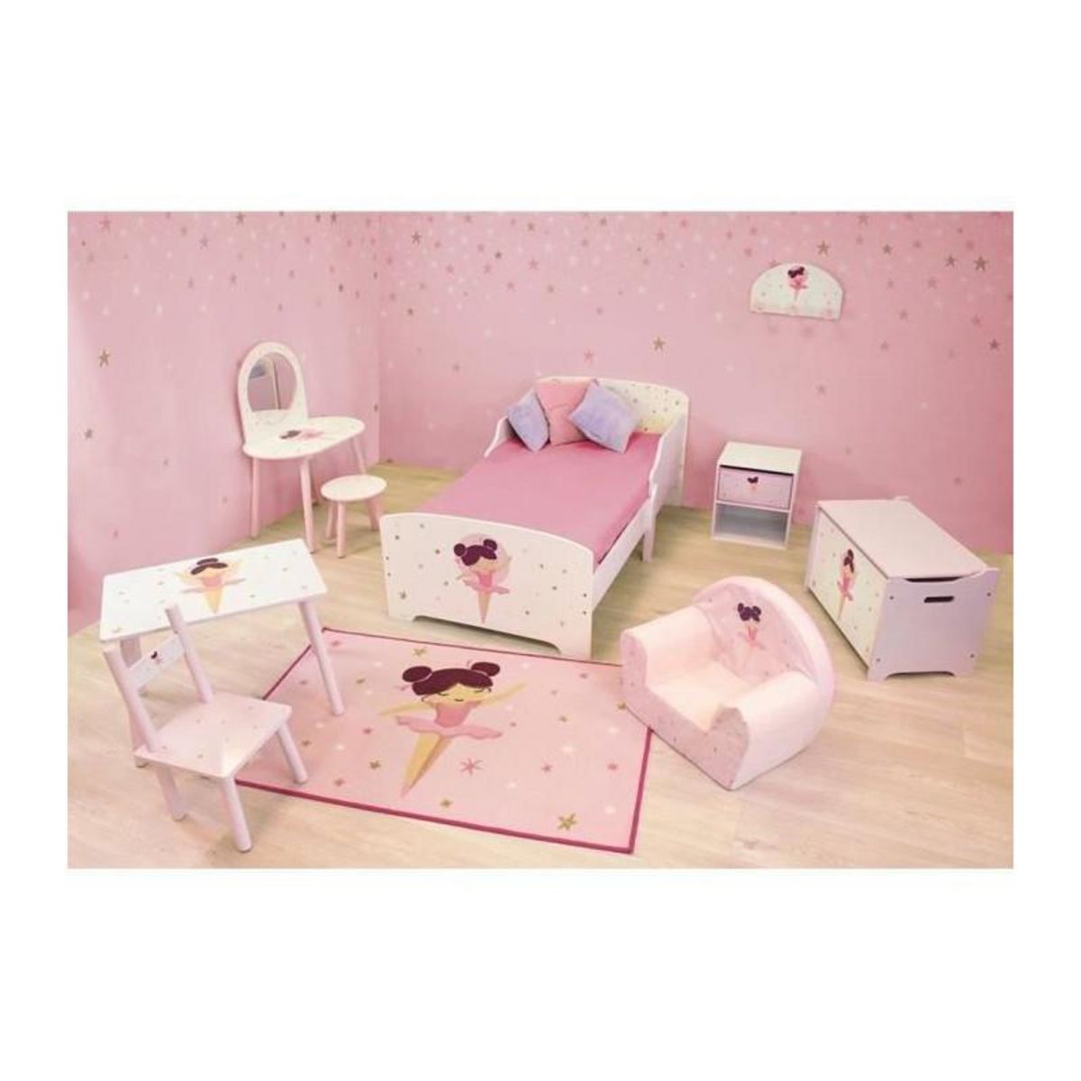Fun House Coffret a jouets en bois - Danseuse Ballerine - FUN HOUSE - H.40 x L.58 x P.36 cm