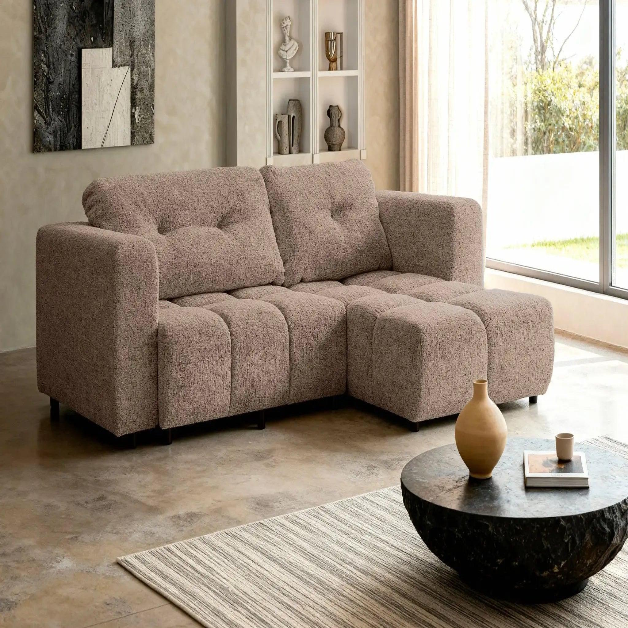 Voir la diapositive 5 : CASANOVA PARIS Romy 3 places - canapé d'angle convertible tissu chenille 3 places
