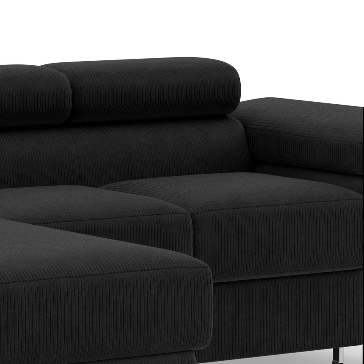 BEST MOBILIER Pablo - canapé d'angle gauche - 6 places - convertible avec coffre et têtières réglables - en velours côtelé