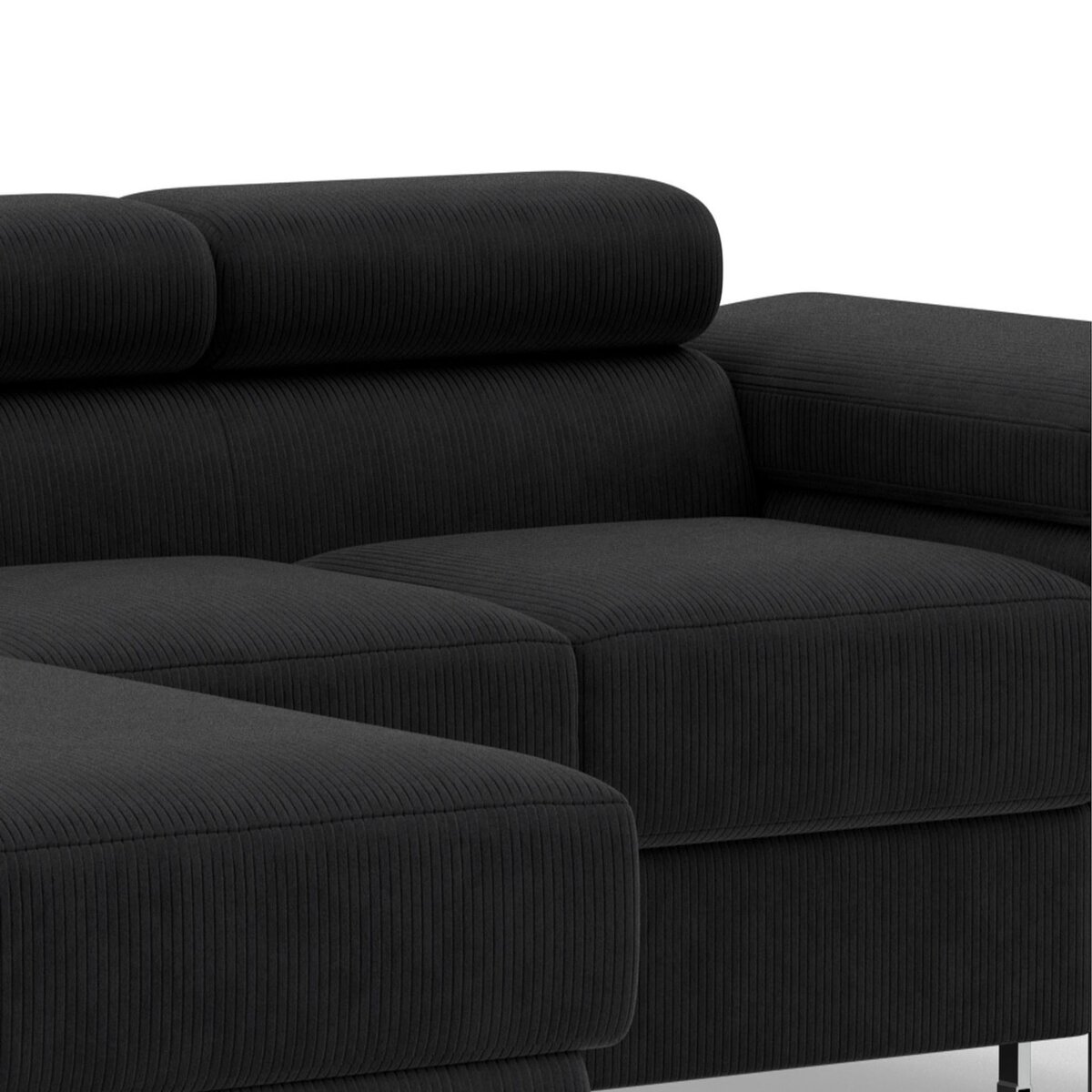 BEST MOBILIER Pablo - canapé d'angle gauche - 6 places - convertible avec coffre et têtières réglables - en velours côtelé