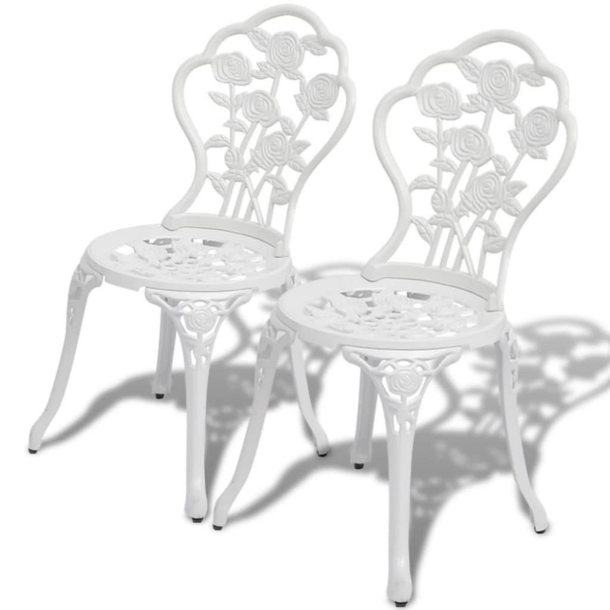 VIDAXL Chaises de bistro lot de 2 Aluminium coule Blanc