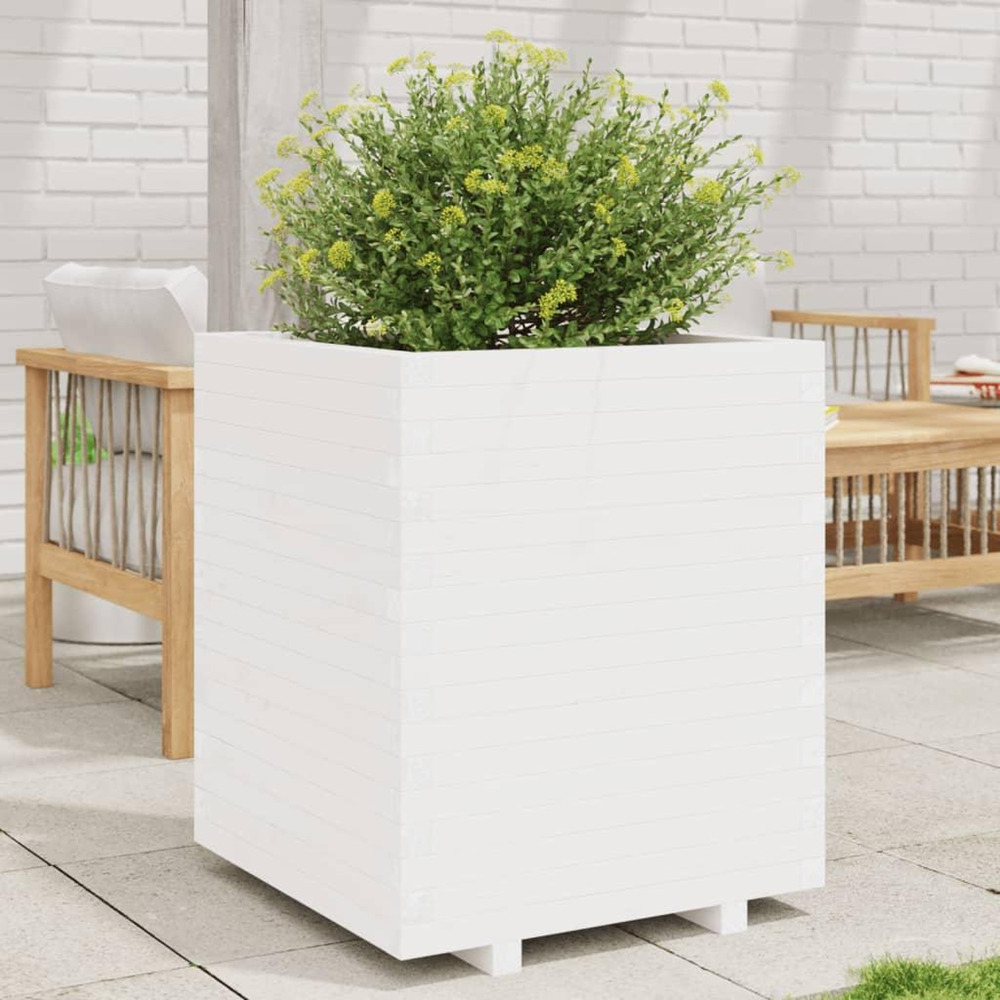 VIDAXL Jardiniere blanc 60x60x72,5 cm bois de pin massif