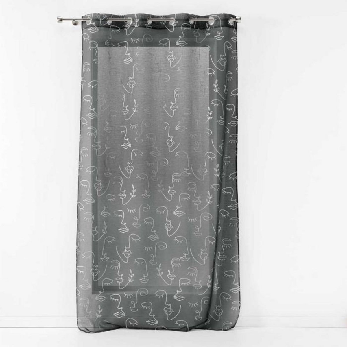 Paris Prix Rideau Voilage à Œillets  Arty Line  140x240cm Anthracite & Argent