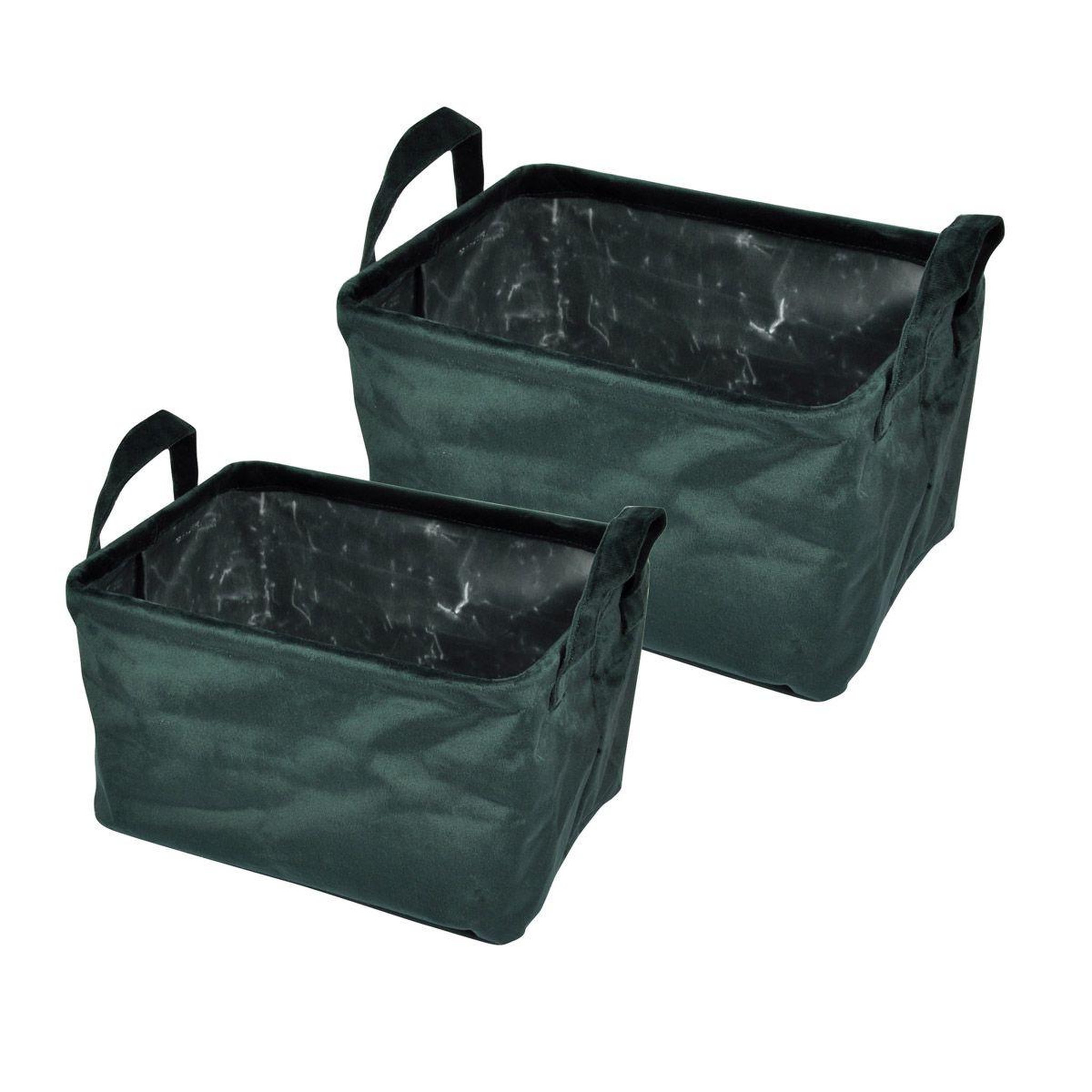 Douceur d'Intérieur Lot de 2 panières rectangles  velvet  32cm vert foncé