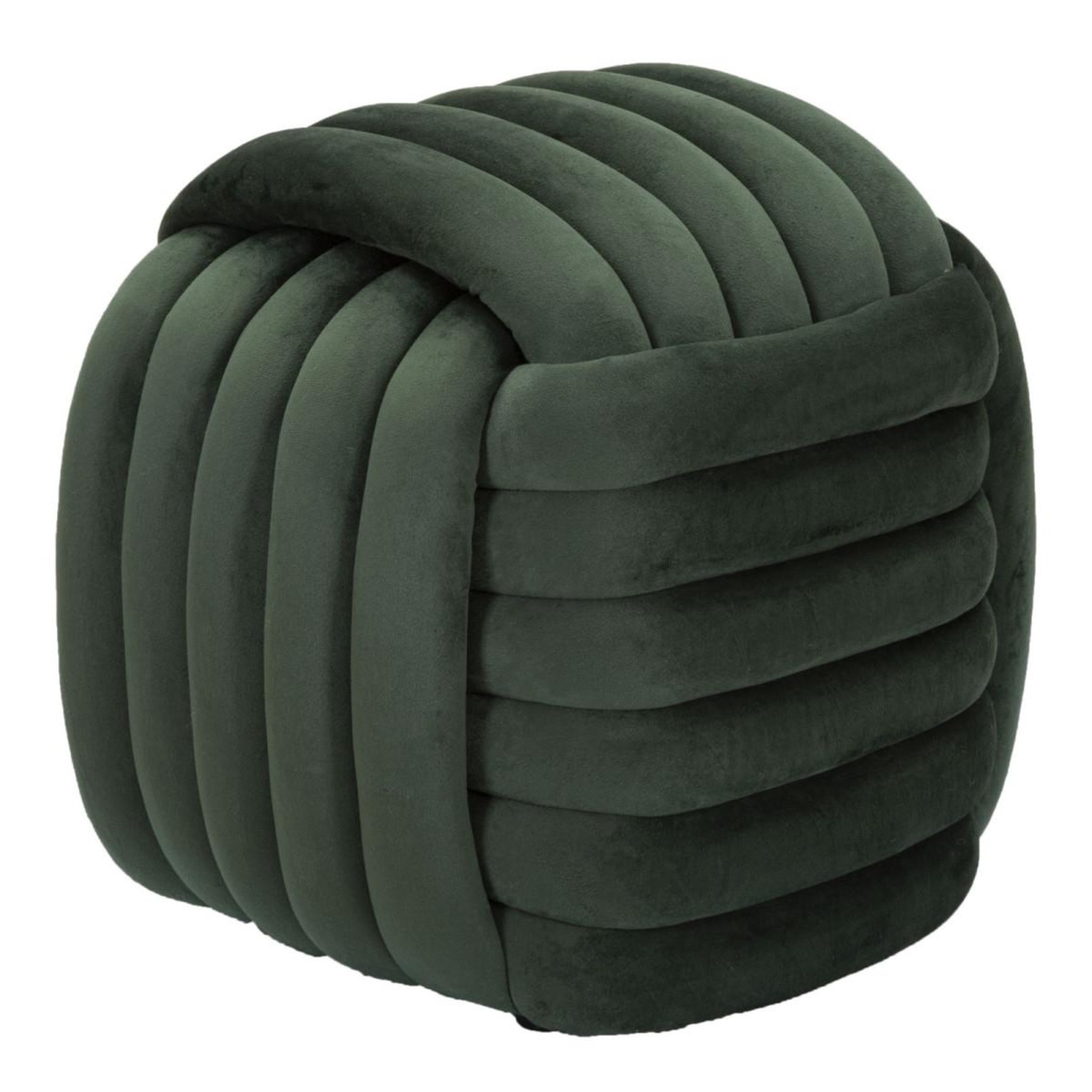 Paris Prix Pouf design en velours  softy  45cm vert