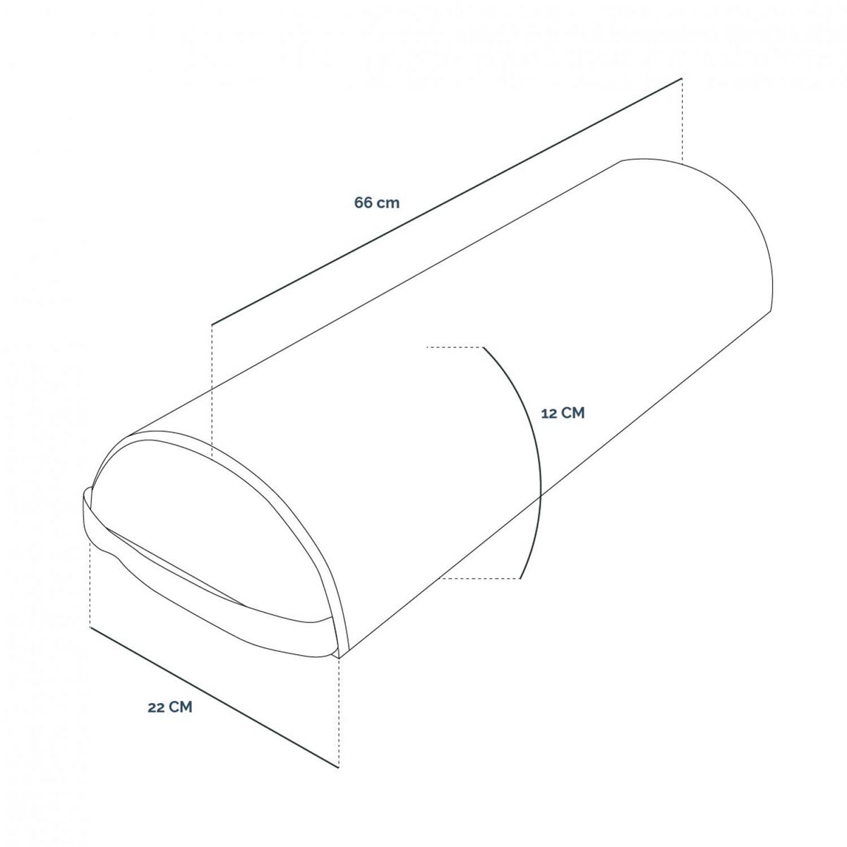 VIVEZEN Traversin, coussin demi-rond 66 cm x 22 cm x 12 cm pour table de massage