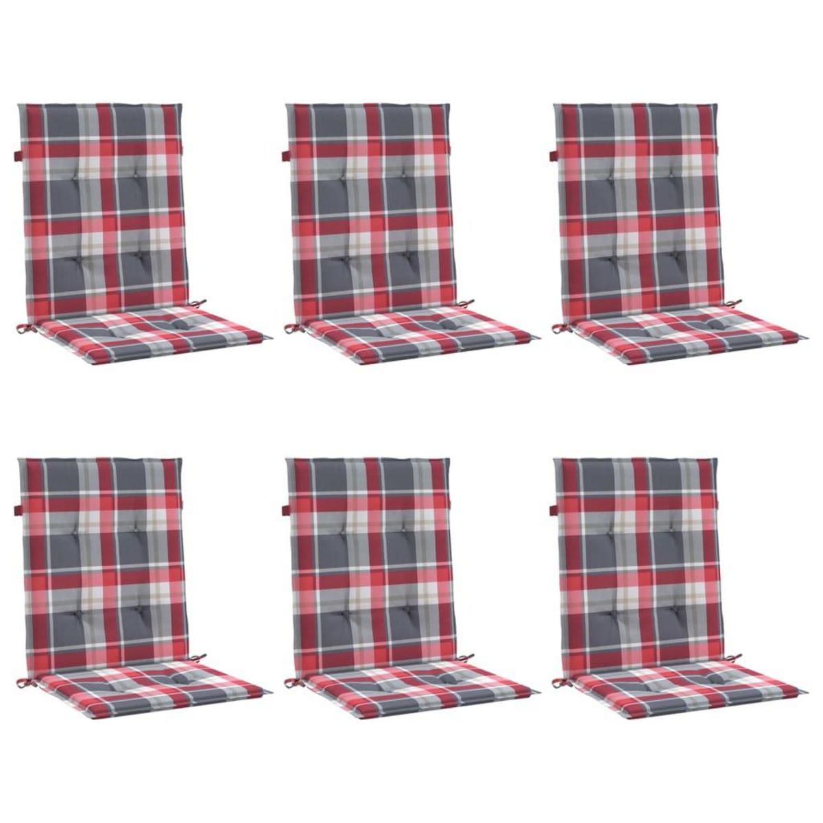 VIDAXL Coussins de chaise de jardin a dossier bas lot de 6 rouge