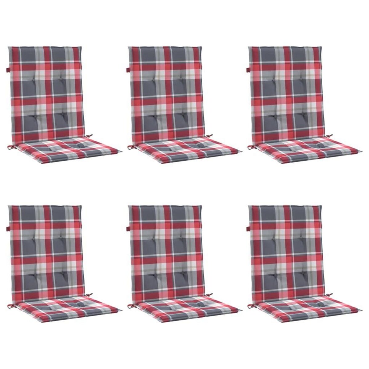 VIDAXL Coussins de chaise de jardin a dossier bas lot de 6 rouge