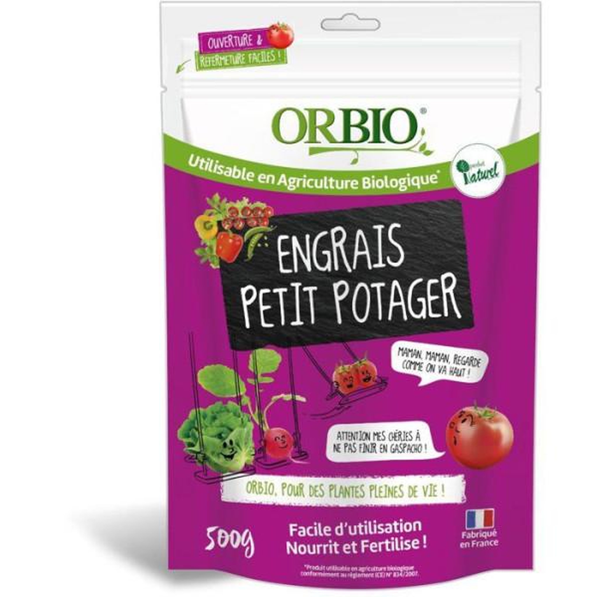 ORBIO Engrais granulé potager - OR BIO - Petit Potager 500 g - Granulés nutritifs - Formule biologique