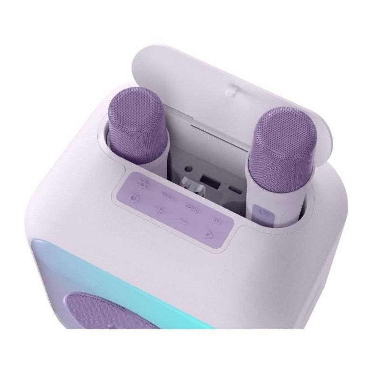 BIGBEN PARTY Enceinte karaoké lumineuse - BIGBEN - Lavande - Bluetooth, 30W, 2 micros sans fil USB-C, Égaliseur, Batterie Li-on