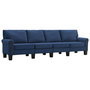 Voir la diapositive 2 : VIDAXL Canape a 4 places Bleu Tissu