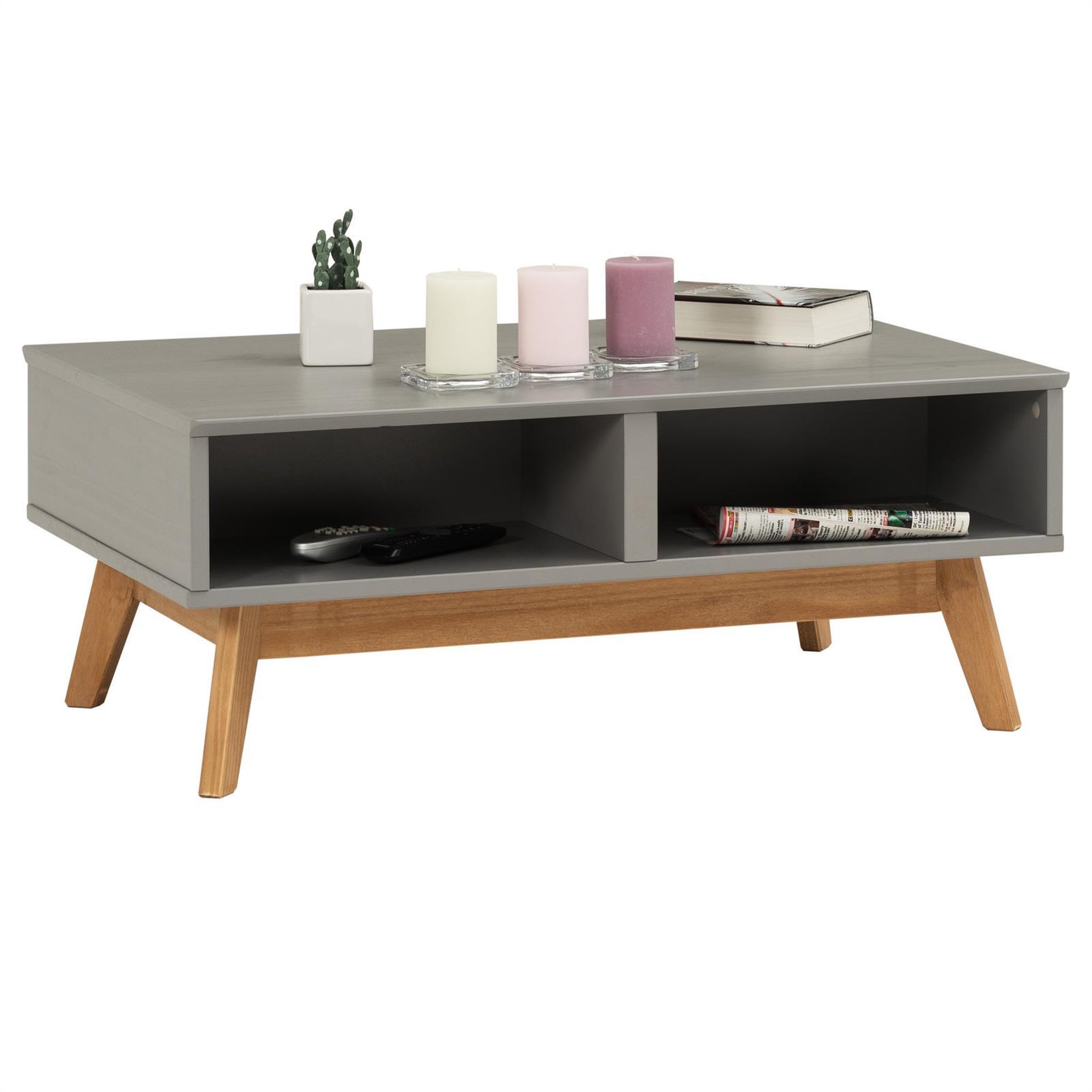 Voir la diapositive 5 : IDIMEX Table basse tibor, 2 tiroirs et 2 niches