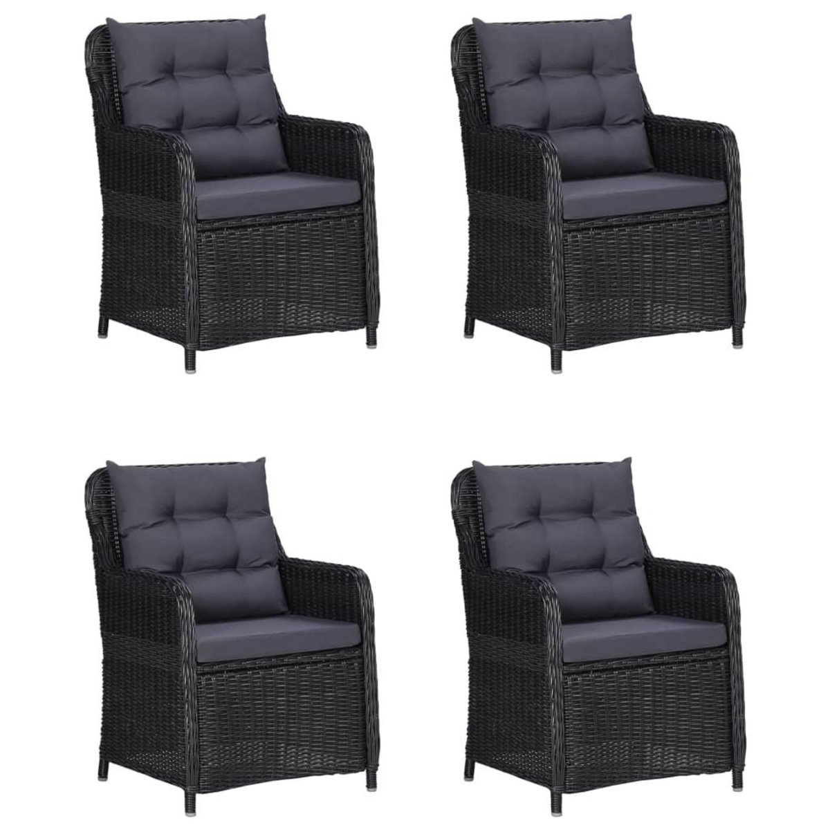 VIDAXL Ensemble a manger de jardin 5 pcs Noir