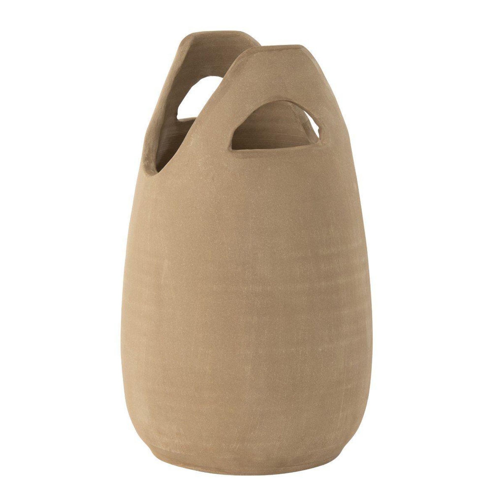 J-LINE Vase déco avec anses  pure nature  40cm beige