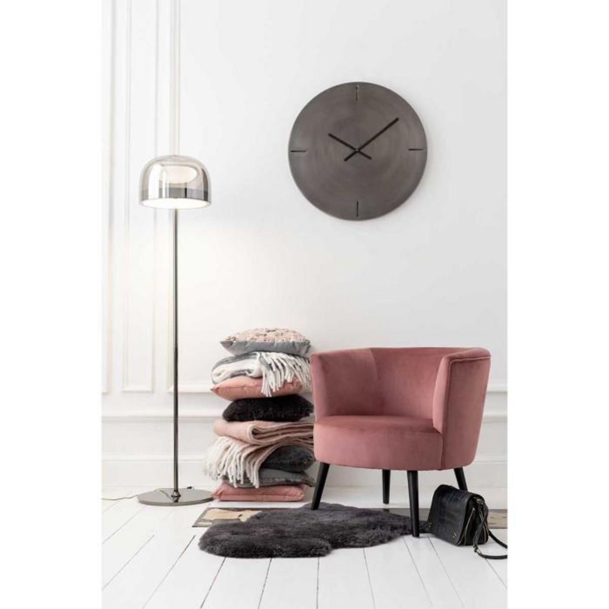 Paris Prix Horloge Murale en Métal Design  Mat  76cm Gris