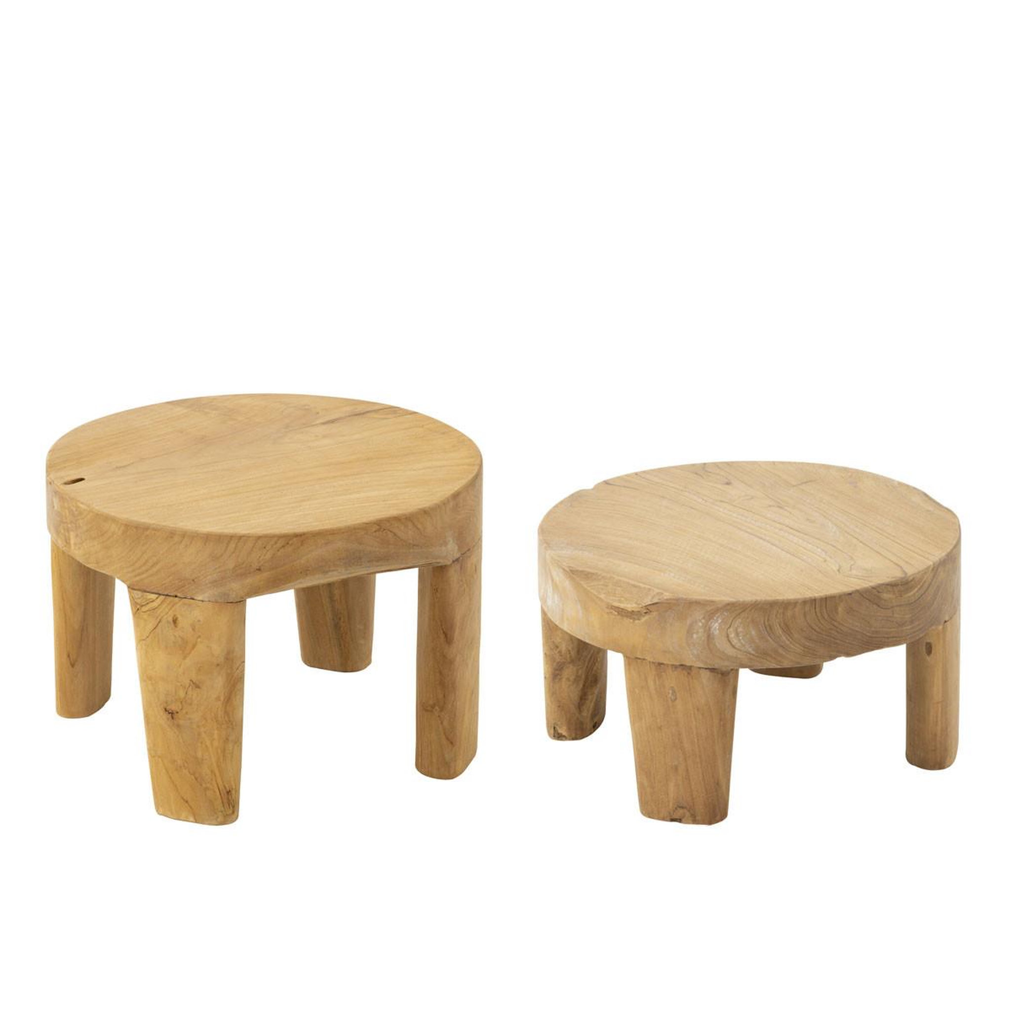 Voir la diapositive 2 : J-LINE Lot de 2 Tables Basses  Tek  50cm Naturel