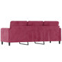 Voir la diapositive 5 : VIDAXL Canape a 3 places Rouge bordeaux 180 cm Velours