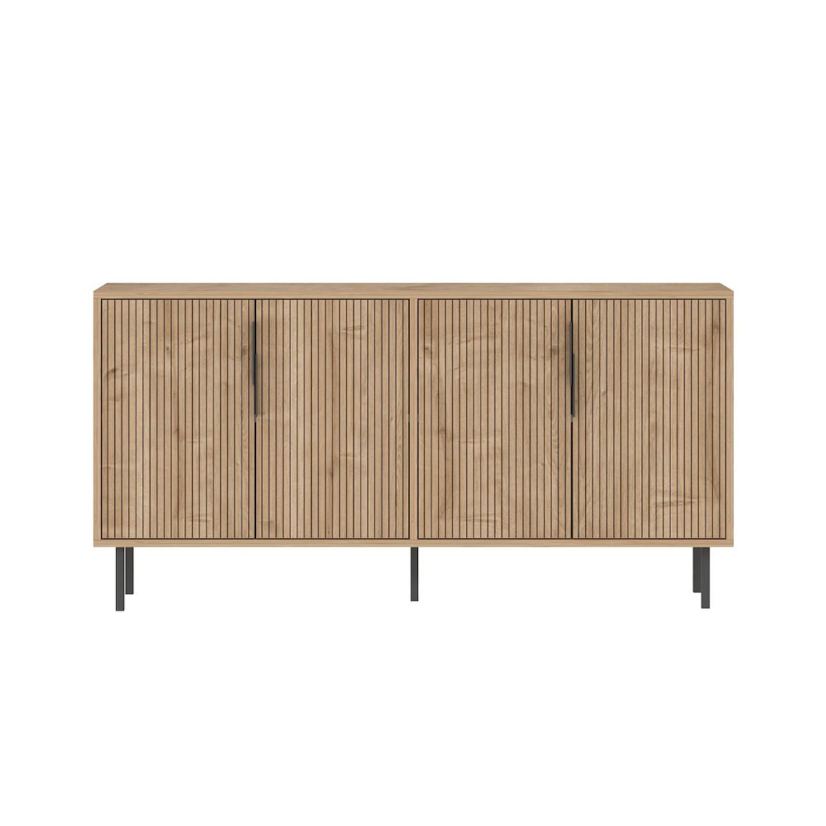 CONCEPT USINE Buffet cannelé 4 portes aspect bois 150x75cm CIARO