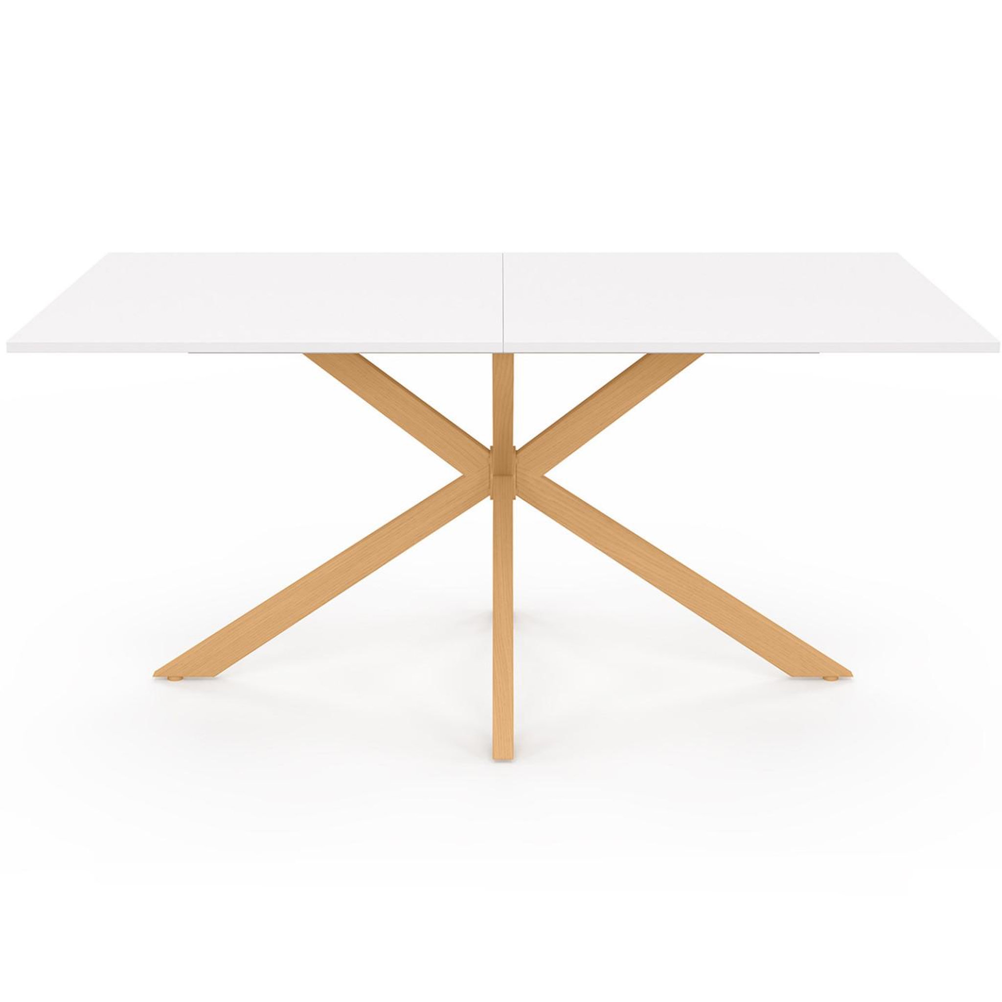 Voir la diapositive 3 : ID MARKET Table à manger rectangle alix 8 personnes pied araignée bois et plateau blanc gisele 160 cm