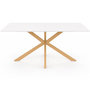 Voir la diapositive 3 : ID MARKET Table à manger rectangle ALIX 8 personnes pied araignée bois et plateau blanc GISELE 160 cm
