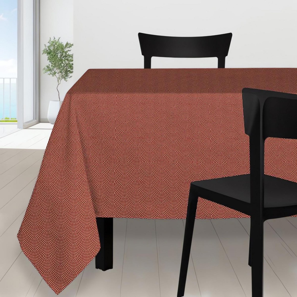 SOLEIL D'OCRE Nappe anti-tâches PAON blanc, par Soleil d'Ocre